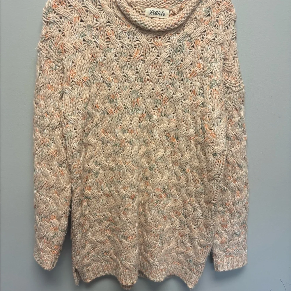 Listicle Cream & Colorful Knit Sweater‎